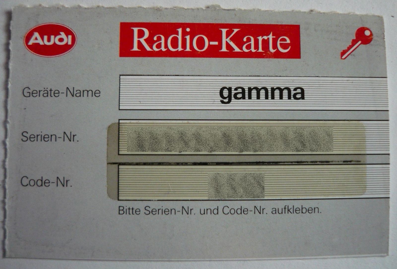 Datei:Radio Karte Audi Gamma unkenntlich.jpg – Audi-80-Wiki